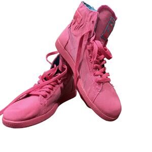 Puma Shoes‎ Women 7.5 Safari Pink High Top Sneakers Canvas Bold